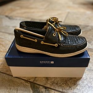 Women Sperry Top-Sider Bluefish Black Woven Slip-Ons